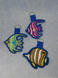 ITH Digital Embroidery Pattern for Tropical Fish II Snap Tab / Key Chain, 4X4 Hoop