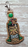 ITH Digital Embroidery Pattern for Set of 4 Tropical Drink Snap Tabs / Key Chains, 4X4 Hoop