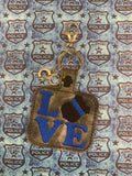 ITH Digital Embroidery Pattern for LOVE the Blue Snap Tab / Key Chain, 4X4 Hoop