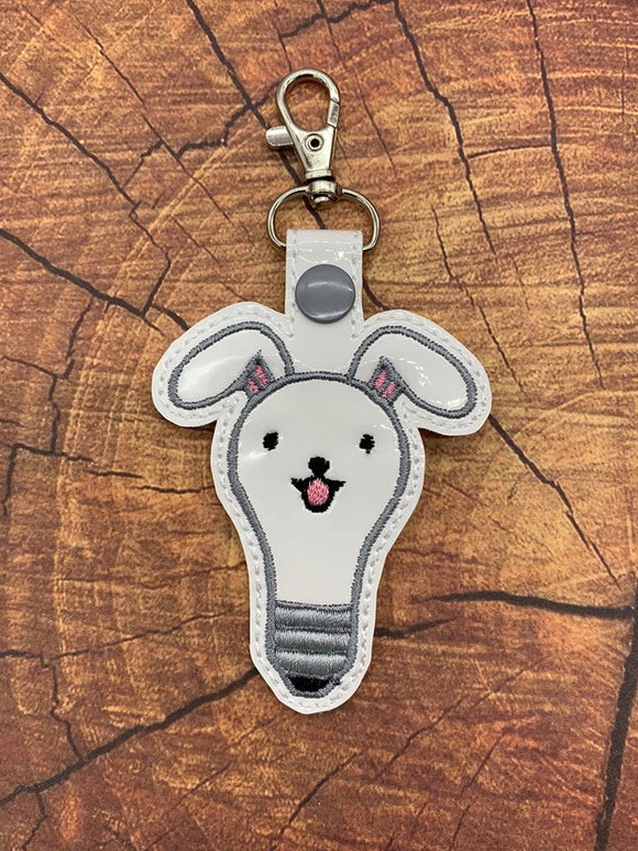 ITH Digital Embroidery Pattern for Bunny Bulb Snap Tab / Key Chain, 4X4 Hoop