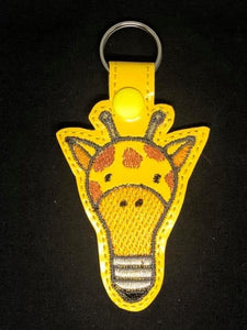 ITH Digital Embroidery Pattern for Giraffe Bulb Snap Tab / Key Chain, 4X4 Hoop