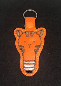ITH Digital Embroidery Pattern for Bulb Tiger Snap Tab / Key Chain, 4X4 Hoop