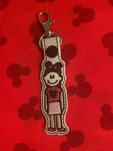 ITH Digital Embroidery Pattern for Theme Park Family Figure Mom Snap Tab / Key Chain, 4X4 Hoop