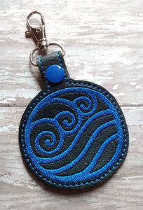 ITH Digital Embroidery Pattern for Avatar TLA Water Snap Tab / Key Chain, 4X4 Hoop