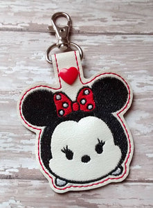 ITH Digital Embroidery Pattern for T-sum Ms Mouse Snap Tab / Key Chain, 4X4 Hoop