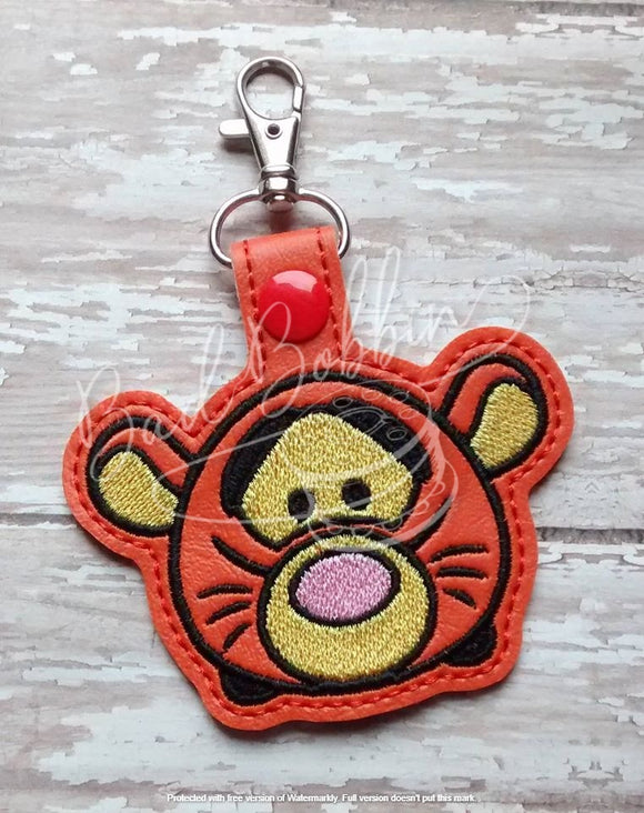 ITH Digital Embroidery Pattern for T-Sum Orange Cat Snap Tab / Key Chain, 4X4 Hoop