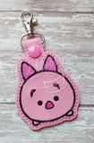 ITH Digital Embroidery Pattern for T-Sum Little Piggy Snap Tab / Key Chain, 4X4 Hoop