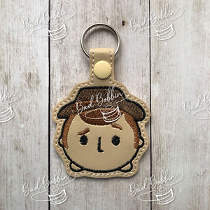 ITH Digital Embroidery Pattern For T-sum Woody Snap Tab / Key Chain, 4X4 Hoop