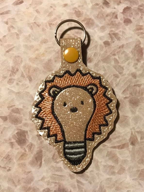 ITH Digital Embroidery Pattern for Lion Bulb Snap Tab / Key Chain, 4X4 Hoop