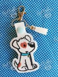 ITH Digital Embroidery Pattern for Pup Heart Eye Snap Tab / Key Chain, 4X4 Hoop