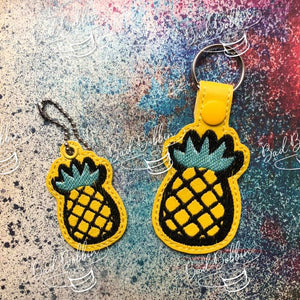 ITH Digital Embroidery Pattern for AVS Pineapple Snap Tab / Key Chain, 4X4 Hoop