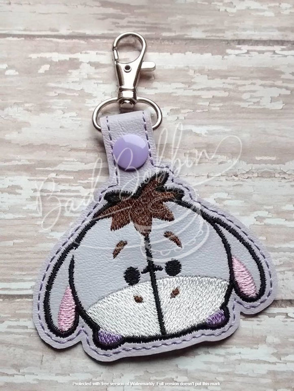 ITH Digital Embroidery Pattern for T-Sum Sad Donkey Snap Tab / Key Chain, 4X4 Hoop