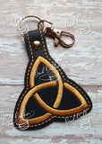 ITH Digital Embroidery Pattern for Triquetra Snap Tab / Key Chain, 4X4 Hoop