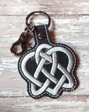 ITH Digital Embroidery Pattern for Triquetra Heart II Snap Tab / Key Chain, 4X4 Hoop