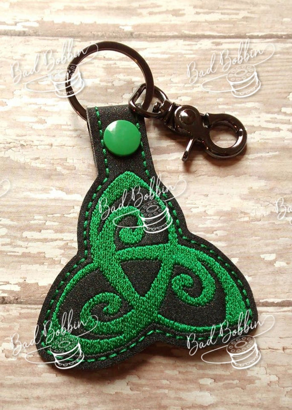 ITH Digital Embroidery Pattern for Triquetra Swirl Snap Tab / Key Chain, 4X4 Hoop