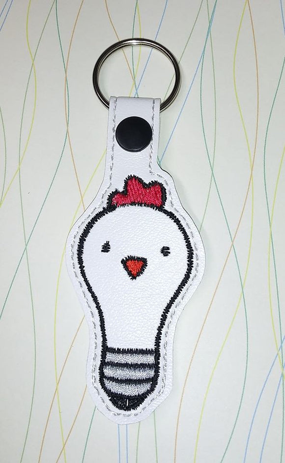 ITH Digital Embroidery Pattern for Chicken Bulb Snap Tab / Key Chain, 4X4 Hoop