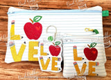 ITH Digital Embroidery Pattern for School LOVE Snap Tab / Key Chain, 4X4 Hoop