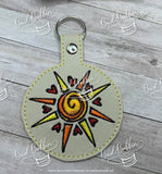 ITH Digital Embroidery Pattern For Love of Sun Snap Tab / Key Chain, 4X4 Hoop