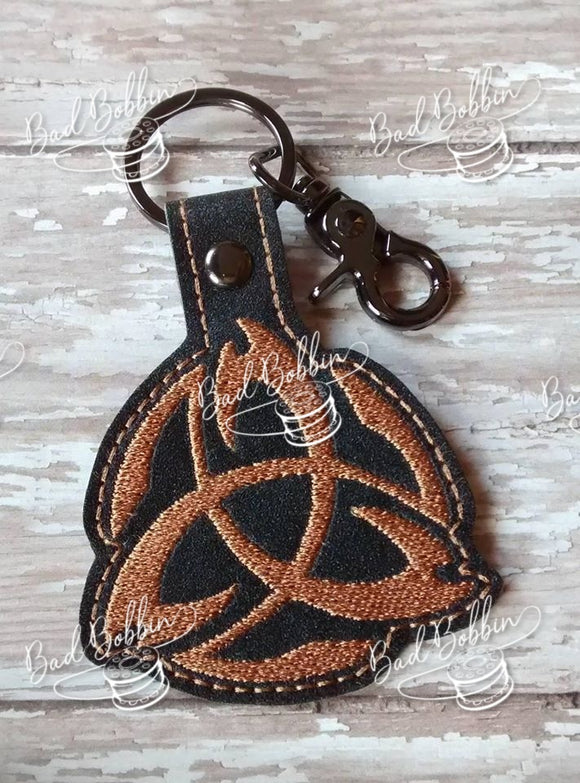 ITH Digital Embroidery Pattern for Triquetra Tribal Snap Tab / Key Chain, 4X4 Hoop