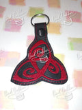 ITH Digital Embroidery Pattern for Triquetra Swirl Snap Tab / Key Chain, 4X4 Hoop