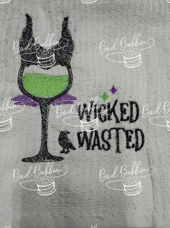 ITH Digital Embroidery Pattern for Wicked Wasted Sketch 5X7 Design, 5X7 Hoop