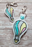 ITH Digital Embroidery Patttern for AVs Hot Air Balloon Snap Tab / Key Chain, 4X4 Hoop