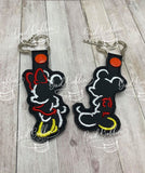 ITH Digital Embroidery Pattern For Mr Mouse Outline Snap Tab / Key Chain, 4X4 Hoop