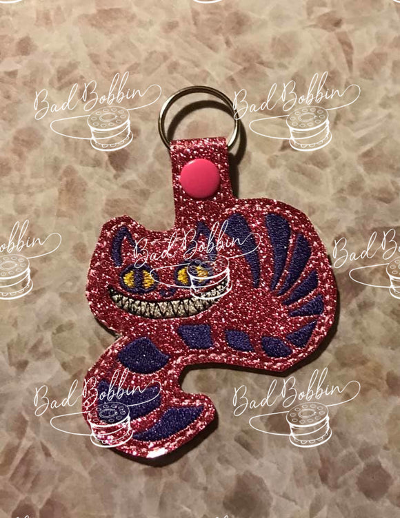 ITH Digital Embroidery Pattern for Invisiable Cat Snap Tab / Key Chain, 4X4 Hoop