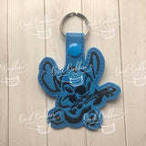 ITH Digital Embroidery Pattern for Stitch with Guitar Snap Tab / Key CHain, 4X4 Hoop