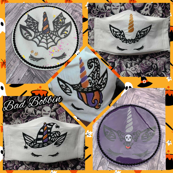 ITH Digital Embroidery Pattern for Set of 5 Halloween Unicorns 4X4 Stand Alone Designs, 4X4 Hoop