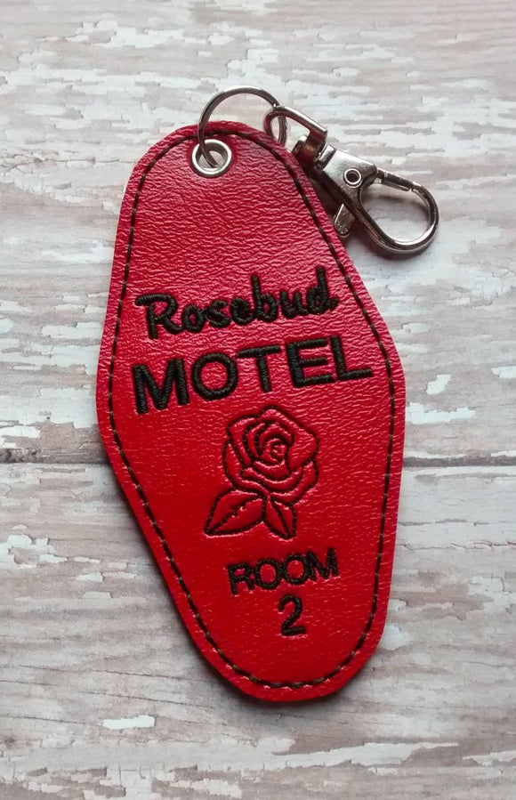 ITH Digital Embroidery Pattern for Rosebud Motel Key Chain, 4X4 Hoop