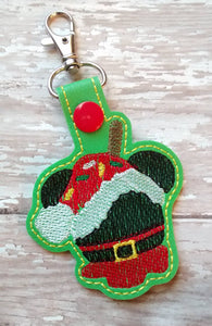 ITH Digital Embroidery Pattern for Mic Santa Apple Snap Tab / Key Chain, 4X4 Hoop