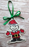 ITH Digital Embroidery Pattern for C Brown Santa Ornament, 4X4 Hoop