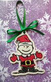 ITH Digital Embroidery Pattern for C Brown Santa Ornament, 4X4 Hoop