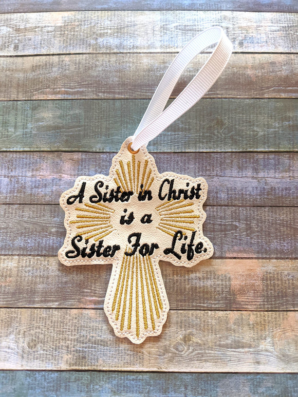 ITH Digital Embroidery Pattern for Sister For Life Ornament, 4X4 hoop