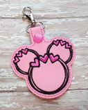 ITH Digital Embroidery Pattern for Hearts Ms Mouse Snap Tab / Keychain, 4X4 Hoop