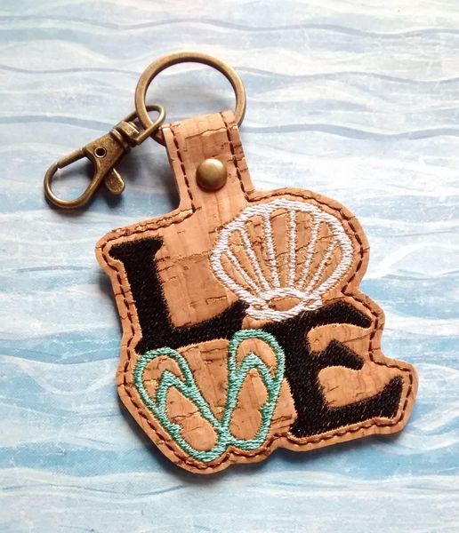 ITH Digital Embroidery Pattern for Beach LOVE Snap Tab / Key Chain, 4X ...
