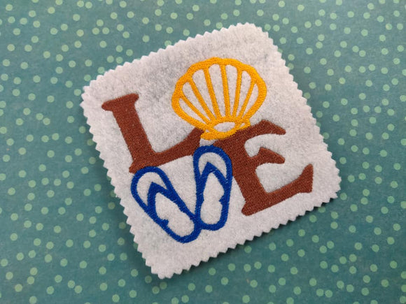 ITH Digital Embroidery Pattern for Beach LOVE 4X4 Stand Alone Design, 4X4 Hoop