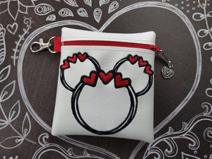 ITH Digital Embroidery Pattern for Hearts Ms Mouse Cash Card Zipper Pouch Tall 4.5X5, 5X7 Hoop