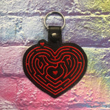 ITH Digital Embroidery Pattern for Heart Maze Snap Tab / Keychain, 4X4 Hoop