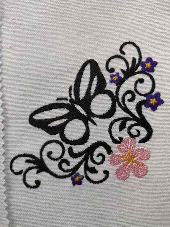 ITH Digital Embroidery Pattern for Corner Floral Butterfly Stand alone 4X4, 4X4 Hoop