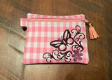 ITH Digital Embroidery Pattern for Corner Floral Butterfly Cash / Card 4.8X3.9 Zipper Pouch, 5X7 Hoop