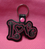 ITH Digital Embroidery Pattern for Open Love Snap Tab / Keychain, 4X4 Hoop