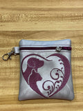 ITH Digital Embroidery Pattern for Dog Cat Heart Swirl Cash Card Tall 4.5 X 5 Zip Pouch, 5X7 Hoop