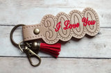ITH Digital Embroidery Pattern for I Love You 3000 Snap Tab / Keychain, 4X4 Hoop