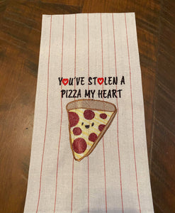 ITH Digital Embroidery Pattern for You've Stolen A Pizza My Heart Towel Design, 5X7 Hoop