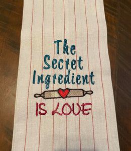 ITH Digital Embroidery Pattern for The Secret Ingredient Is Love Towel Design, 5X7 Hoop