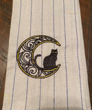 ITH Digital Embroidery Pattern for Filigree Crescent Cat 4X4 Stand Alone Design, 4X4 Hoop