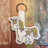 ITH Digital Embroidery Pattern for Star Unicorn Snap Tab / Keychain, 4X4 Hoop