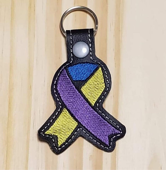 ITH Digital Embroidery Pattern for Bladder Cancer awareness Ribbon Snap TAb / Keychain, 4X4 Hoop